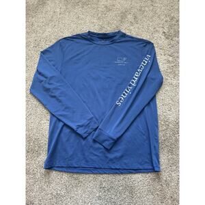 Vineyard Vines Shirt Mens Small Blue Long Sleeve Performance Logo Lightweight